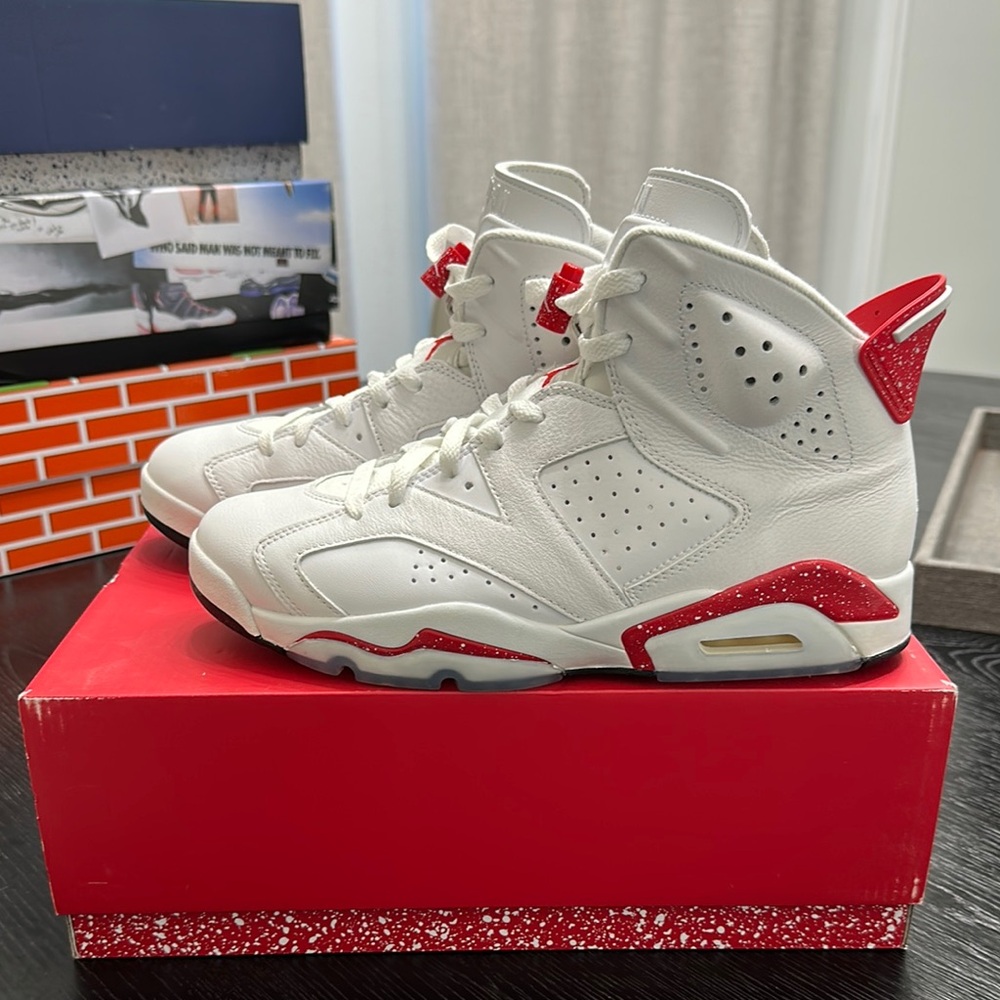 Jordan Retro 6 White and Red High-Tops